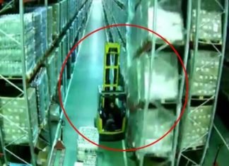 Operador de montacargas derrumba almacén por accidente