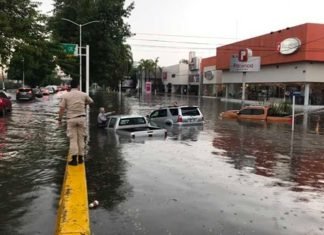 Se hunden autos por completo tras lluvias en Guadalajara