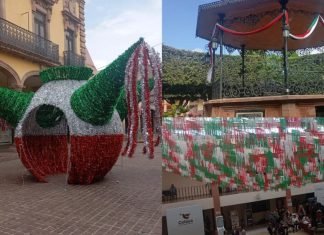 Sombrillas, papel picado y luces led, gastan 200 mil en arreglos patrios