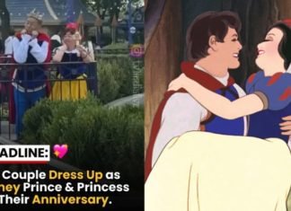 Pareja de adultos mayores se vuelve viral por ir a Disneylandia, en su aniversario, disfrazados de Blancanieves y su príncipe