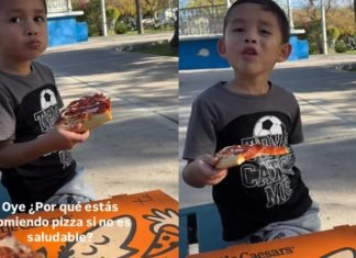 ¿Por qué estás comiendo pizza si no es saludable?: Niño responde de forma creativa y se vuelve viral en redes sociales